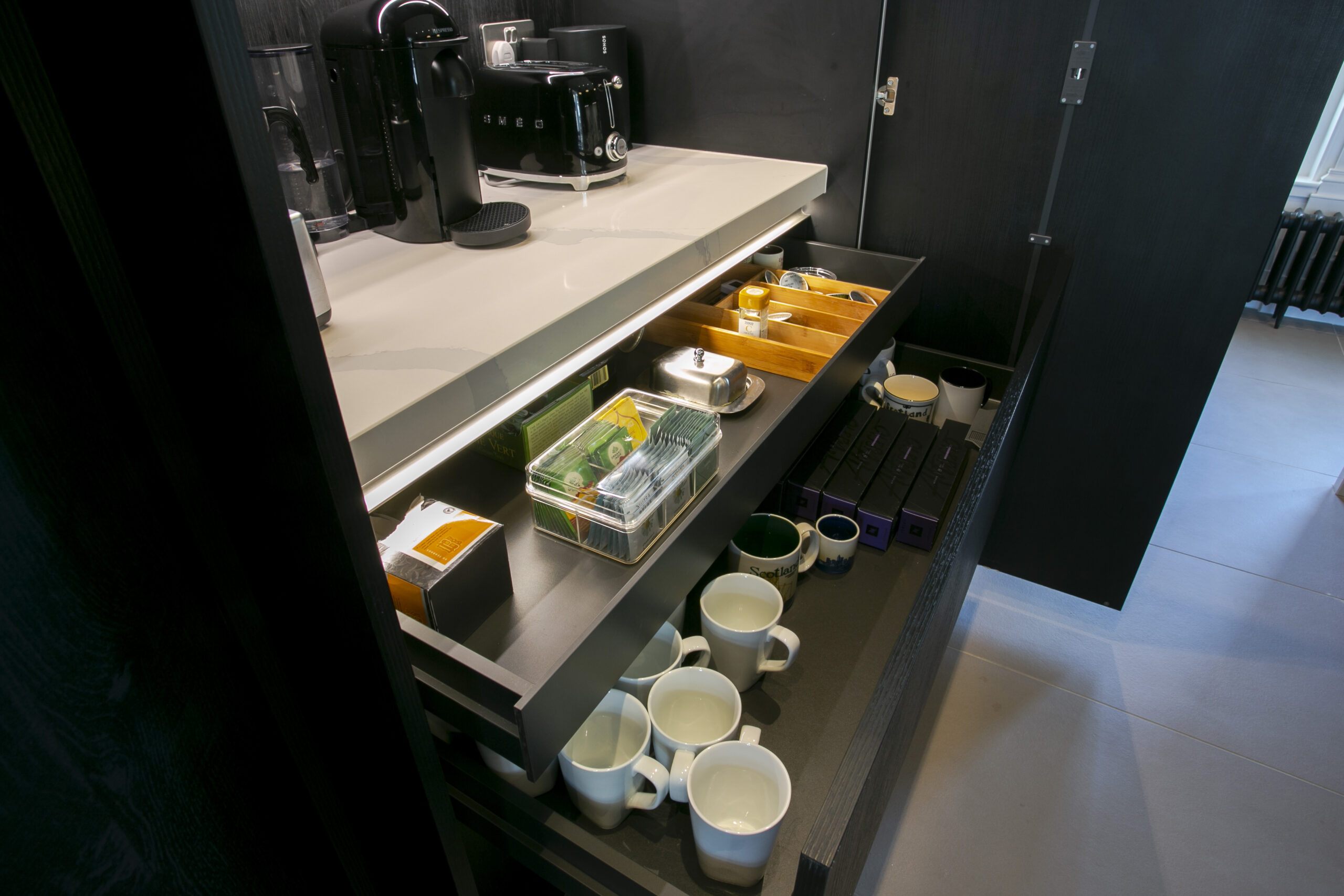 Black and White Coffee Bar - by John Willox Kitchen Design, Ellon, Aberdeenshire