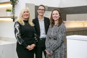 Diane, Emma and Joanna from the Design Department. Team photo for the John Willox Kitchen Design Team Website section. Kitchen Design Aberdeen.