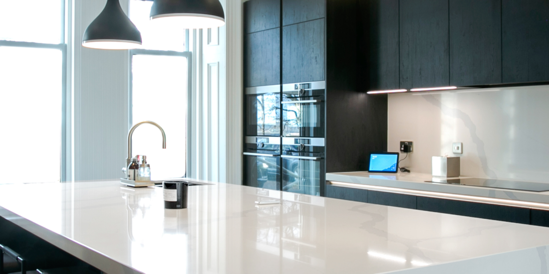 Monochrome Kitchen Feature Image. Designed by John Willox Kitchen Design