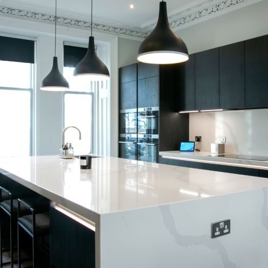 Monochrome Kitchen Feature Image. Designed by John Willox Kitchen Design