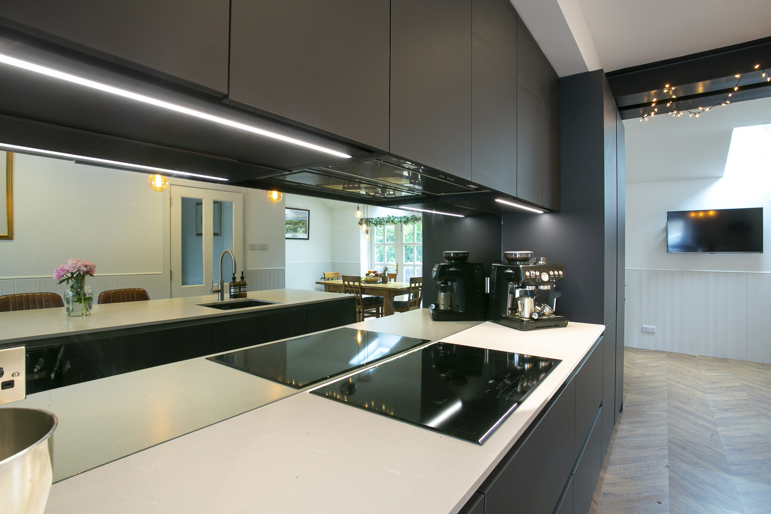 Sleek Social Kitchen A Stunning Dark Grey Open plan Kitchen